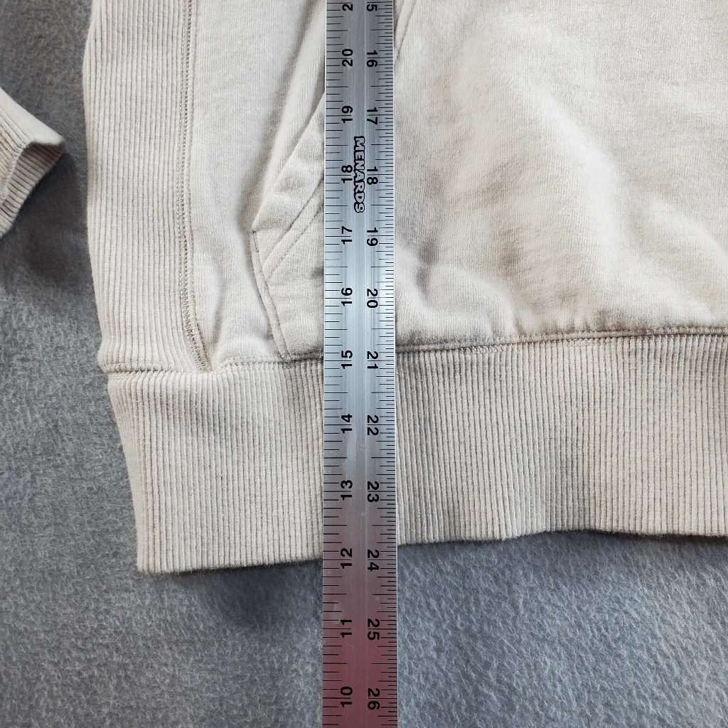 OFF WHITE Felpa con cappuccio vintage American Eagle donna piccola crema cordini a quadri maglione solido