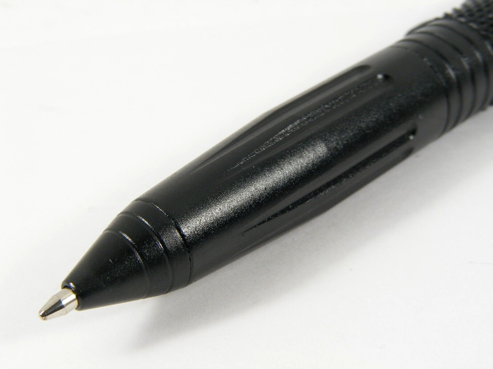 HIGH QUALITY BLACK METAL TACTICAL BALLPOINT PEN GIFT WITH WINDOW BREAKER CAP