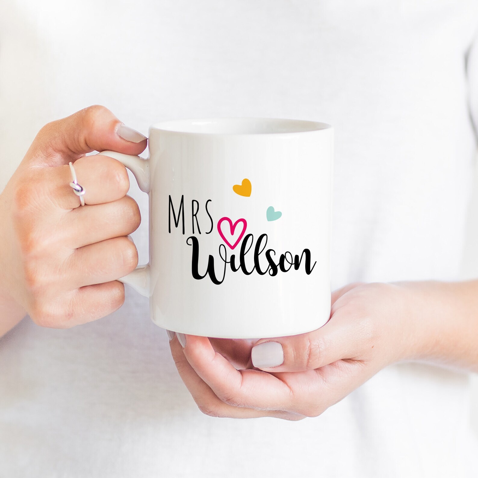 Personalised Teacher Mug With Hearts Personalised Teacher Thank You Gift Teacher