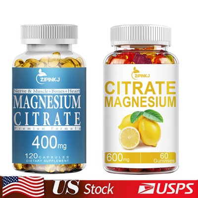 Magnesium Citrate Extra Strength 400mg 600mg- Chelated for Max Absorption 30day