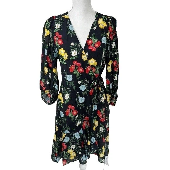 Long Sleeve Floral Wrap Dresses