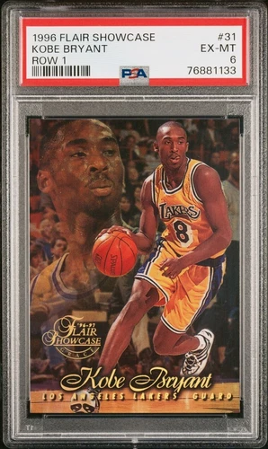 1996-97 FLAIR SHOWCASE KOBE BRYANT ROW 1 RC LOS ANGELES LAKERS #31 PSA 6 EX-MT📈