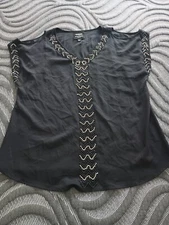 Gossip Girl Black Cold Shoulder Blouse SS With Beading Women's Size Medium