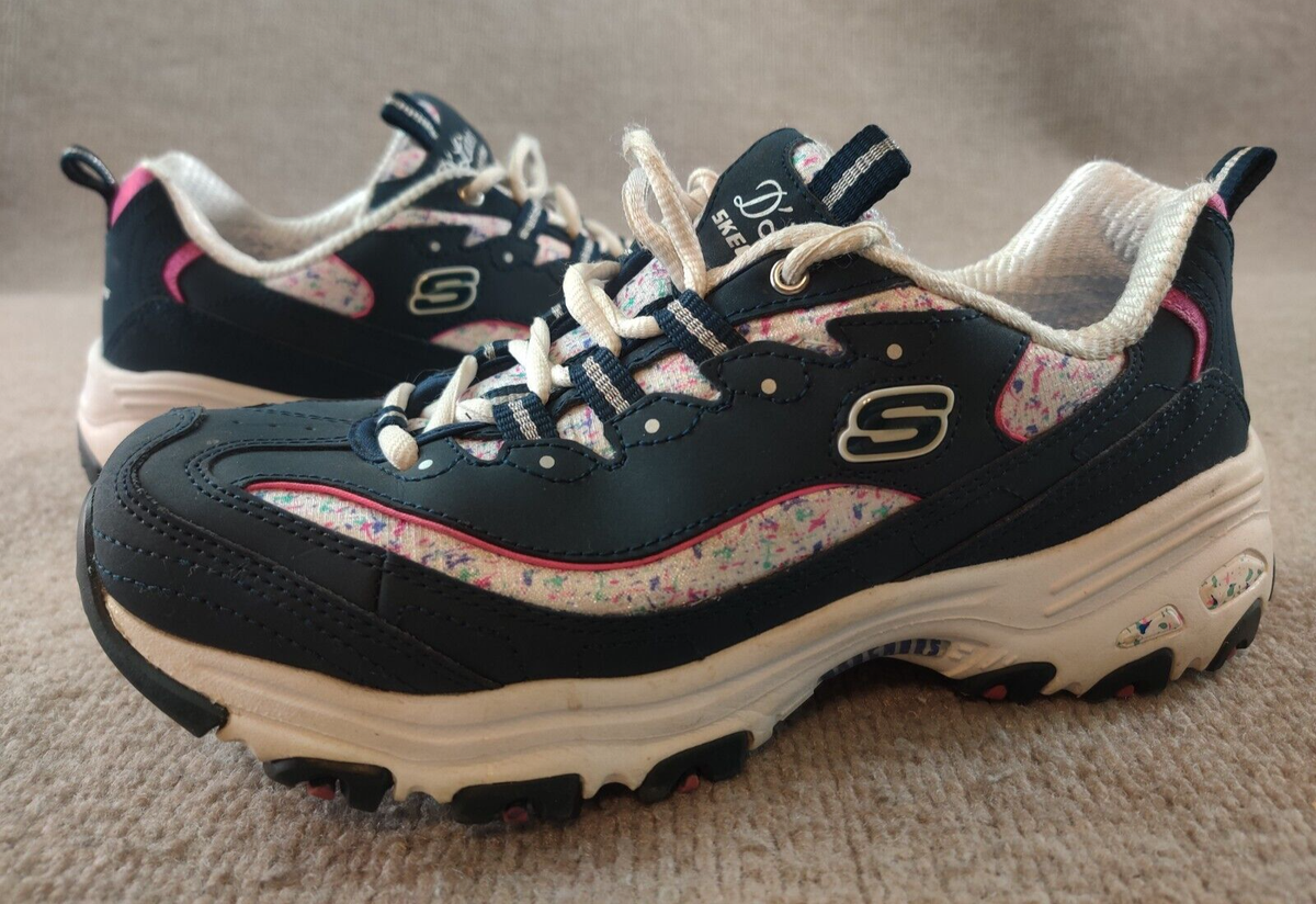 Skechers D'Lites Dazzling Canvas Women Size Blue Low Top Sneaker Shoe  Confetti