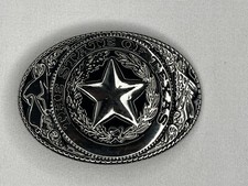 Vintage The State Of Texas Lone Star State Oval Belt Buckle