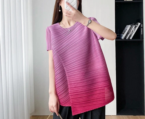 Pleats Please Womens Pleated Top Gradient Mid Length Blouse Shirts Tops - Picture 5 of 12