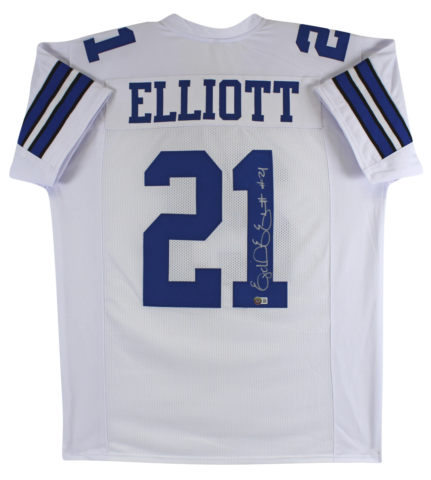 Ezekiel Elliott Autographed Signed Authentic White Pro Style Jersey Beckett Witnessed 