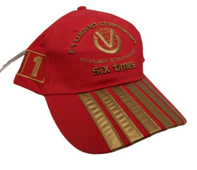 Original Michael Schumacher Formel 1 2003 Ferrari Fan-Cap gold edition six times