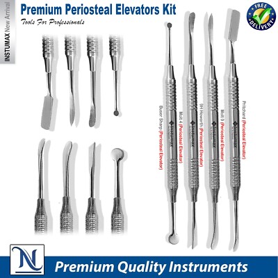 Dental Periosteal Implant Elevators Prichard Molt 9, Howard, Molt 4 Set of 4Pcs