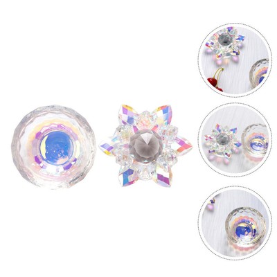 Maniküre-Glasbecher Set – 2 Mixschalen Mit Pinsel, Kristallglas, Für Nageldesign, Acryl & Kunst, 3x3 Cm