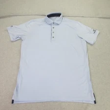Greyson Polo Shirt Mens Large L Blue White Striped Short Sleeve Golf Performance