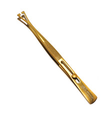 Pennington Tweezer 6" Slotted Clamp Forceps With Lock Body Piercing Gold