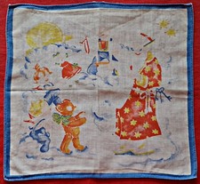 HANDKERCHIEF VINTAGE AUTHENTIC KIDS TALES CARTOON COTTON 10"
