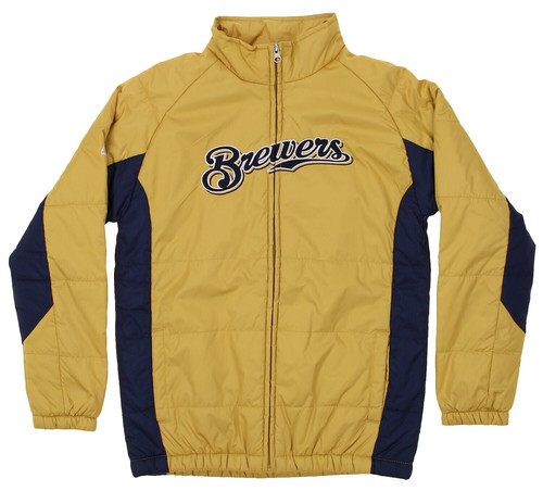 Milwaukee Brewers Blue/Gold Stitches Athletic Nylon Zip-up Jacket
