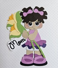 Mothers Day Girl Dark Brown Hair. Scrapbook, Card Making Paper Piecing