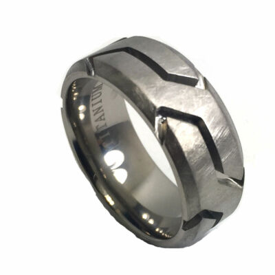 9mm Men's or Ladies Titanium Rugged Finish and Groove Pattern wedding band ring 