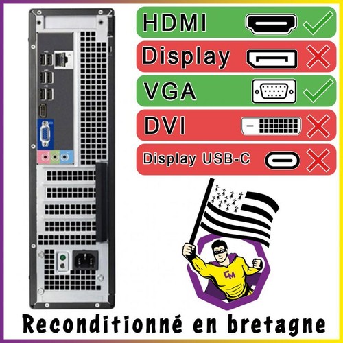 PC Dell Optiplex 3010 DT Intel I3-3220 RAM 8Go SSD 240Go W10 Wifi - Photo 5/5