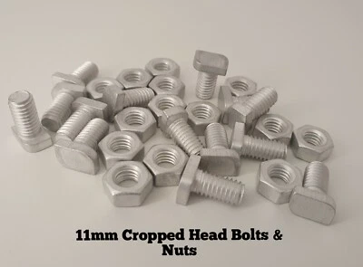 Greenhouse Bolts & Nuts 11mm Aluminium CROPPED Head Bolts Greenhouse Clips