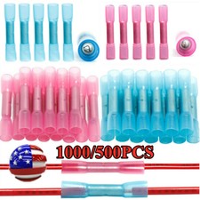 1000PCS Heat Shrink But Connectors Electrical Wire Marine Butt Splice Waterproof