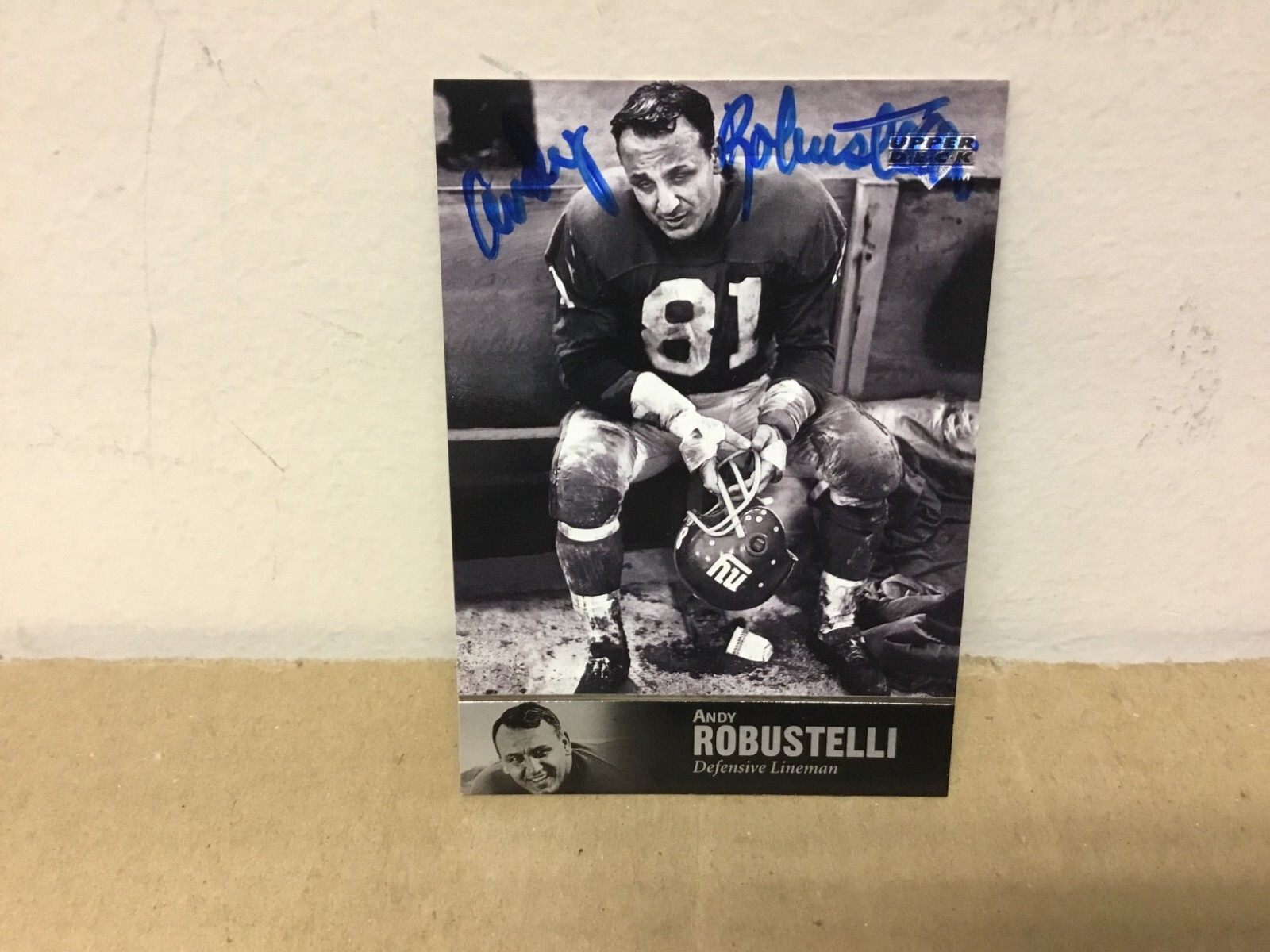 Andy Robustelli (A) Autographed Card - 1997 UD NFL  Legends Football - NY Giants