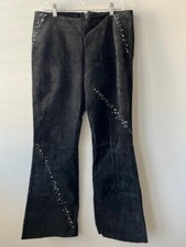 Wilson's Leather VTG Y2K Black Suede leather Pants w/Rhinestones Womens 12