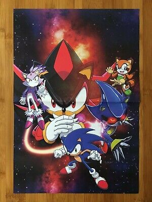 Official Sonic the Hedgehog 2-Sided Poster Shadow/Metal Sonic Spaziante Art  RARE