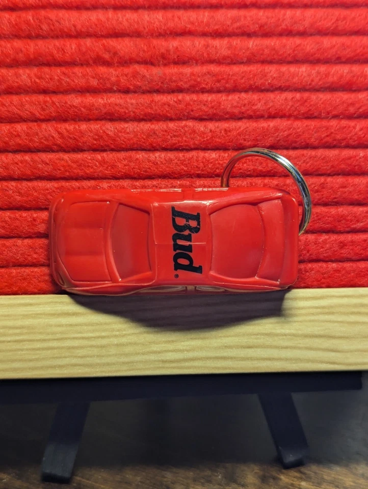 Budweiser NASCAR Red BUD Car Keychain Bottle Opener Beer Vintage NEW/UNUSED  - Image 2 of 4