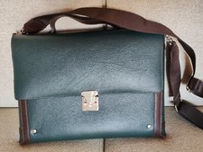 Borsa Vera Pelle Verde E Marrone Con Tracolla