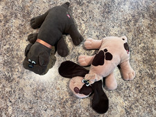 Two 1985 Tonka Pound Puppy Plush 18" Large Brown Stuffed Dogs Spots READ