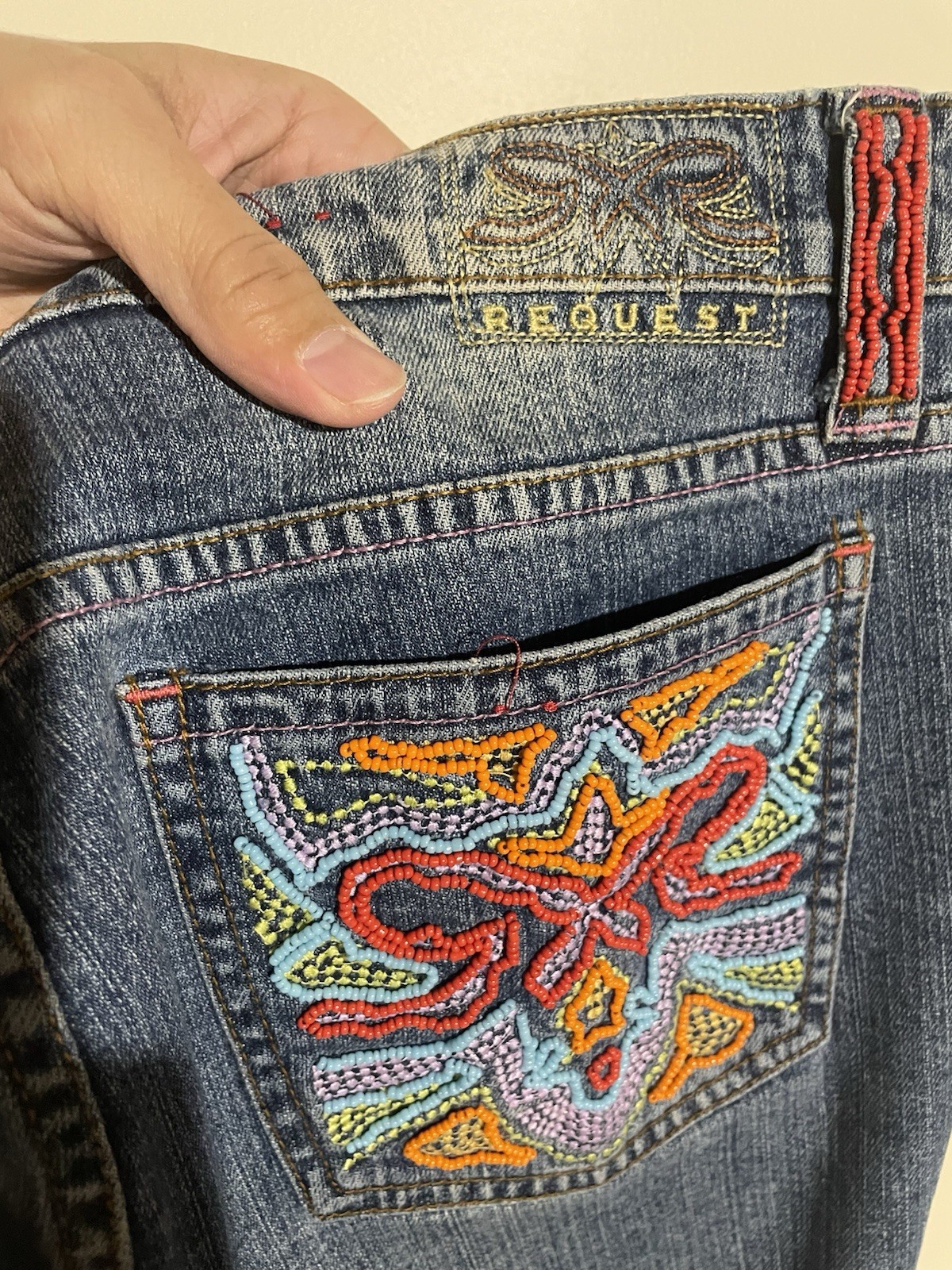 Request Women's Embroidered Patchwork Stretch Blu… - image 5