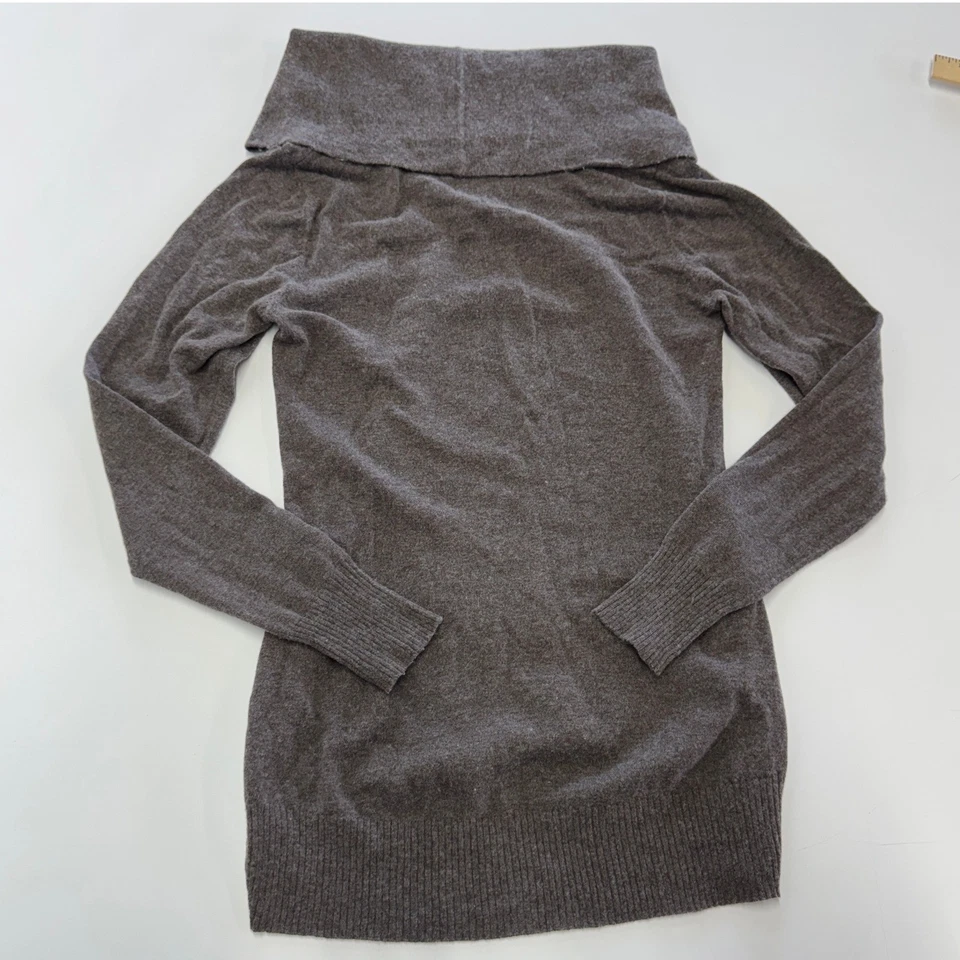 Suéter Athleta Mujer Pequeño Marrón Capucha Cuello Manga Larga Algodón Mezcla Lana Foto 2 de 4