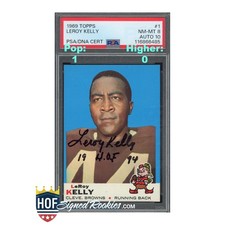 1969 Topps #1 LeRoy Kelly PSA 8 Auto 10 hof signed autograph *HOFSR*