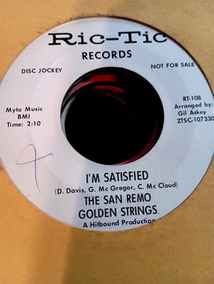 The San Remo Golden Strings, I'm Satisfied / Blueberry Hill ~1966 Ric-Tic wlp 45