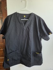 WonderWink Pro Nursing Medical Scrub Top L Pockets Black