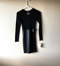 Bcx dress sweater/faux leather little black dress CL- 136