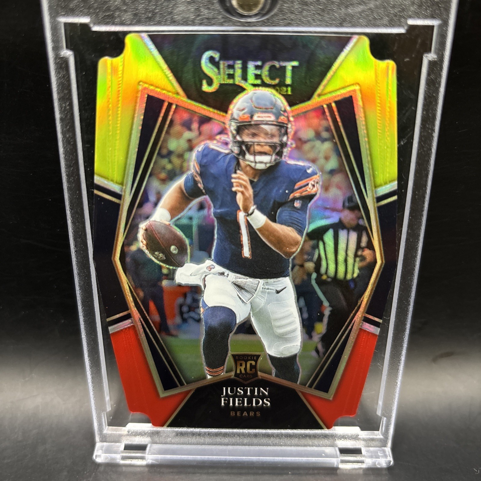 2021 Justin Fields RC #250 Select Priemere Level Red Yellow Die Cut