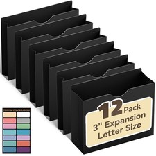12 PCS Manila File Jackets Pockets Letter Size 3 Inch Expansion Folders Supply