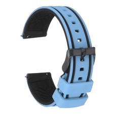 Silicone Watch Bands 20mm Soft Watch Bands with Frosted Buckle, Light Blue Black