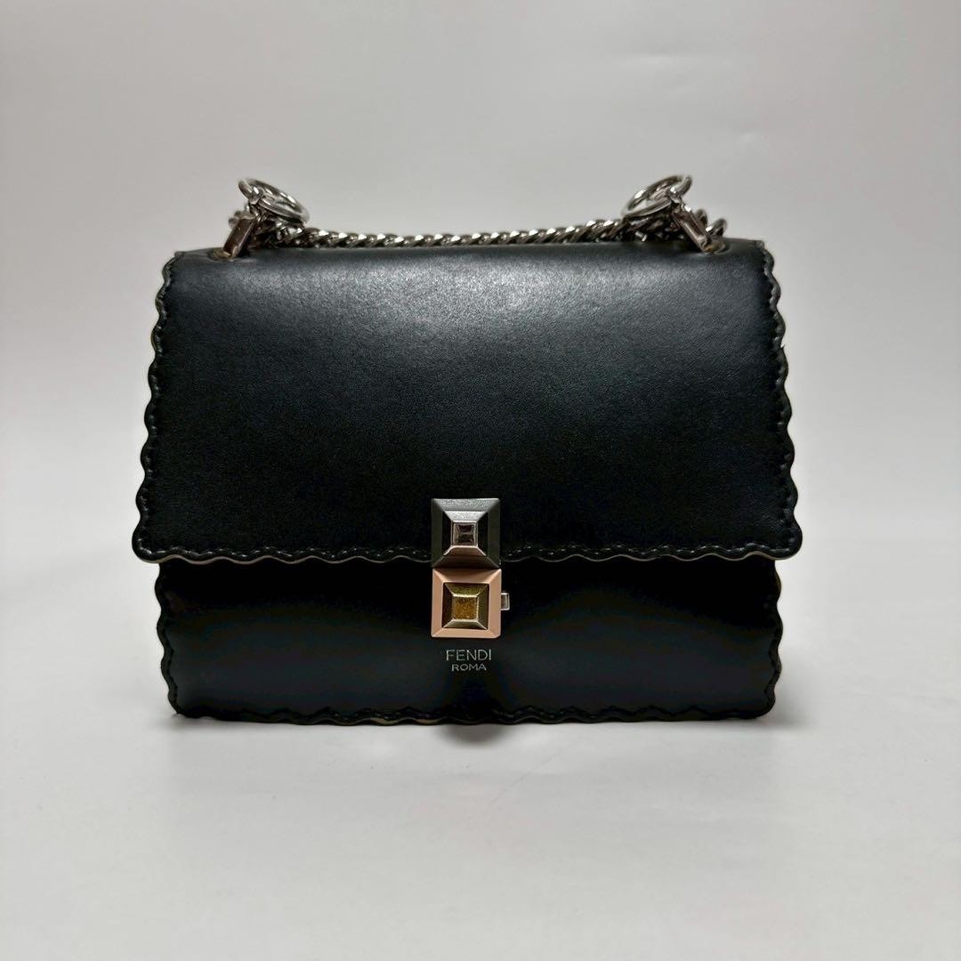 Fendi Canai Chain Shoulder Bag, 2-Way, Black Leather in Excellent Condition thumbnail 2