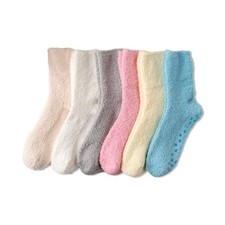 Non Slip Fuzzy Slipper Socks for Women - Warm Cozy Grip Socks with Rubber