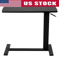 Overbed Bedside Table with Wheel Mobile Standing Desk for Hospital Home Black 
