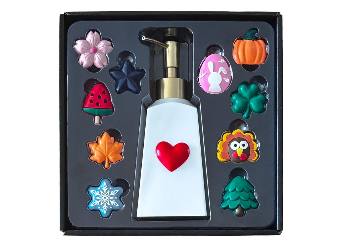 Seasonal Soap Dispenser with 11 Interchangeable Magnets - Seasonal