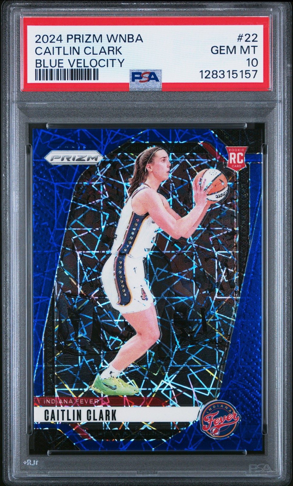 2024 PANINI PRIZM WNBA BLUE VELOCITY #22 CAITLIN CLARK ROOKIE RC PSA 10