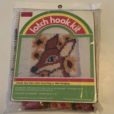 LATCH HOOK KIT Yarn Kits, Inc. #9666 Deer 12X12 Vintage Hook Rug Wall Hang
