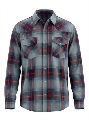 Cowboy Western Pearl Snap Duke Haband Plaid Farmhouse Rancher Cute Stylist Trend