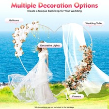 Heart Shaped Wedding White Metal Balloon Arch Stand Frame Display Kit 210cm US