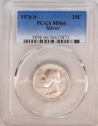 1976-S Bicentennial Silver Washington Quarter- PCGS MS66-Fading Blue Label