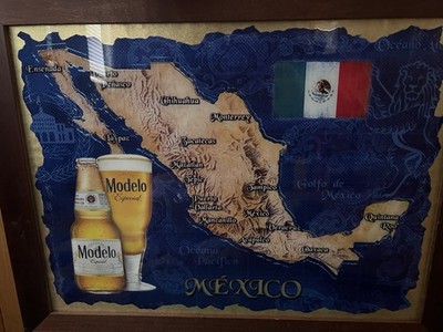 Modelo Especial Framed Mexico Map Beer Sign Breweriana Collectible