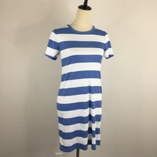 MICHAEL KORS Blue White Striped Short Sleeve Basic Dress Womens sz XS