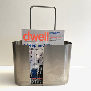 BLOMUS Seamo Minimalist Stainless Steel Modern Magazine / Book Rack Caddy Nice!